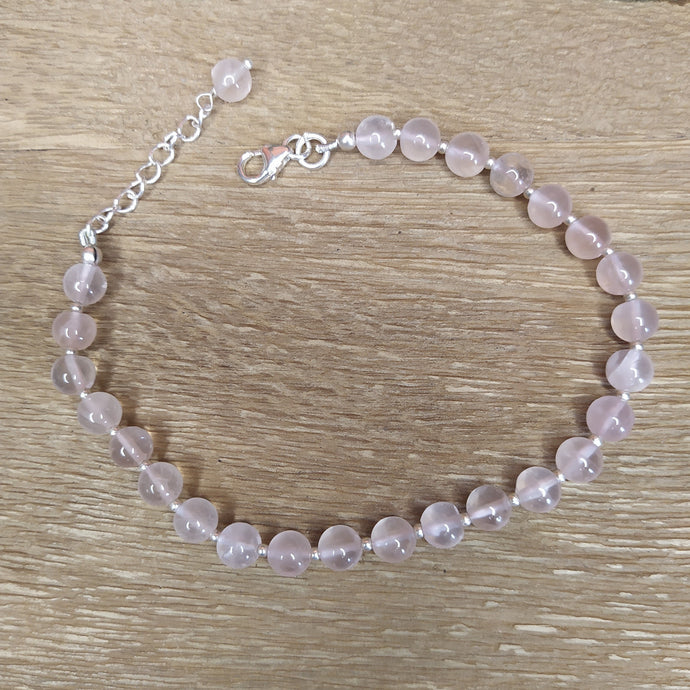 Bracelet en argent et quartz rose