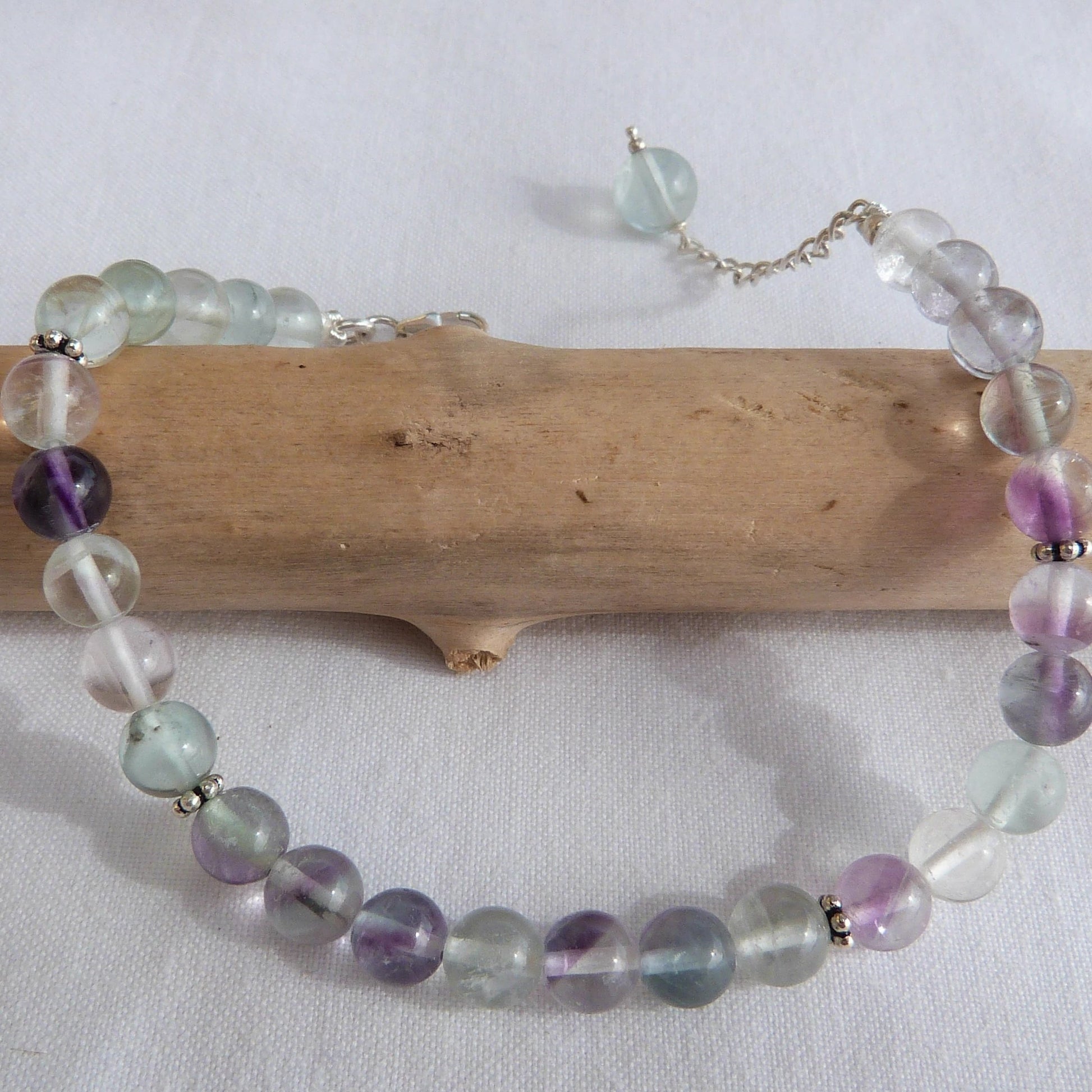 Bracelet en argent et perles de fluorite 