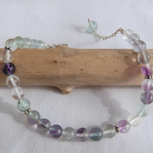 Bracelet en argent et perles de fluorite 