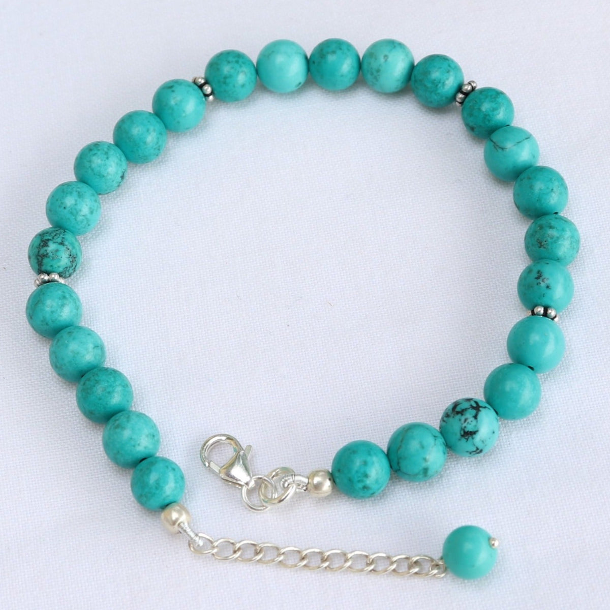 Bracelet en argent et perles de turquoise - 