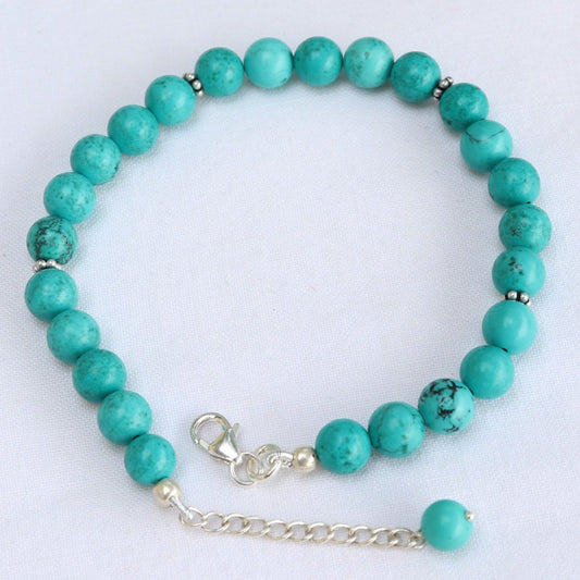 Bracelet en argent et perles de turquoise - 