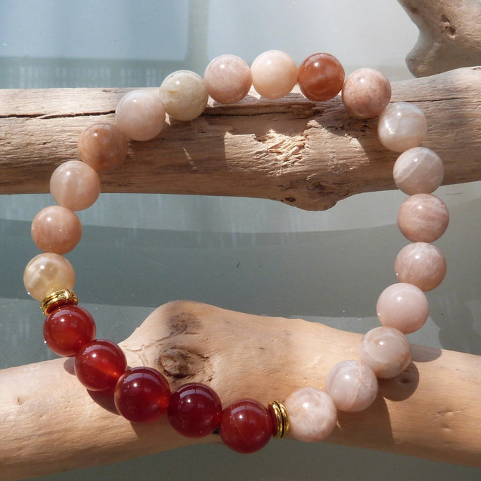 Bracelet en cornaline et pierre du soleil naturelle - Petite Rainette