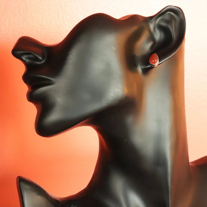 Clous d'oreilles en argent et cornaline - Bijoux Cailloux Bambou