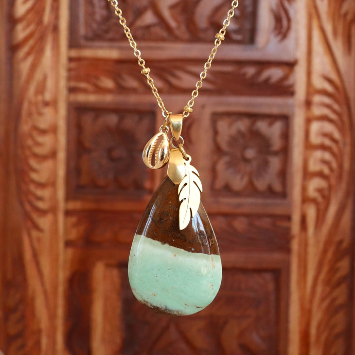 Promotion - Collier en acier et chrysoprase