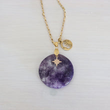 Charger l&#39;image dans la galerie, Collier en acier et lépidolite