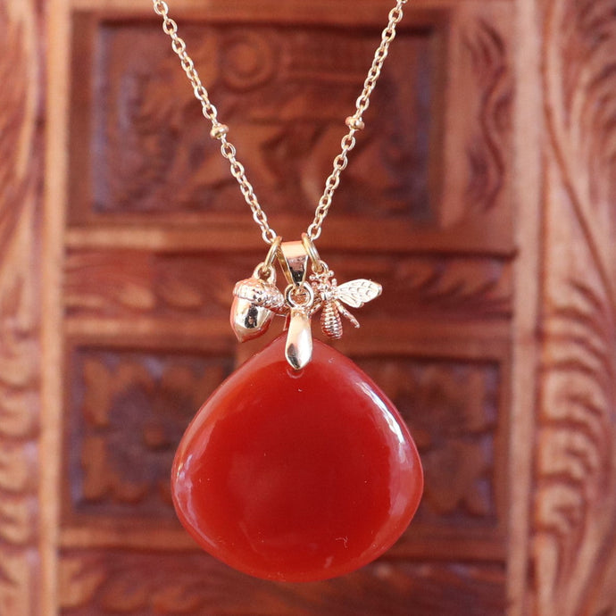 Collier en acier et cornaline - Petite Rainette