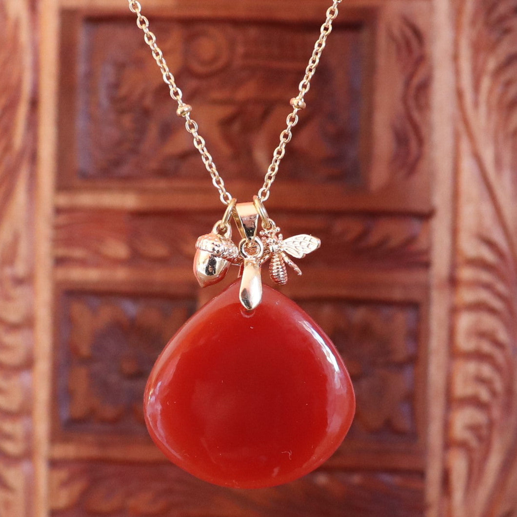 Collier en acier et cornaline - Petite Rainette