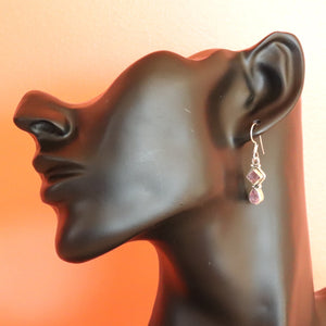 Boucles d'oreilles en argent et améthyste - Bijoux Cailloux Bambou