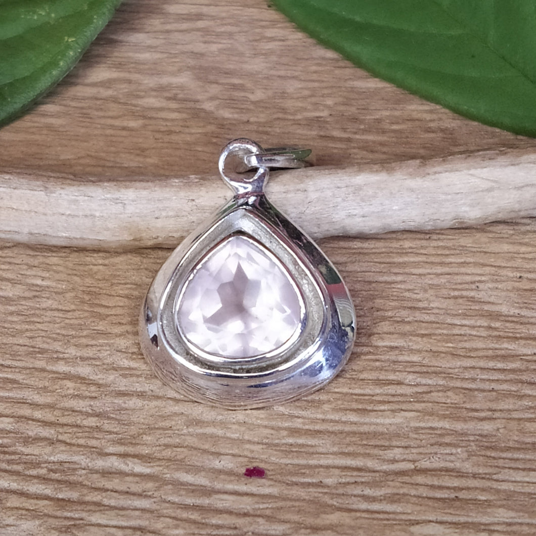 Pendentif en argent et quartz rose - Petite Rainette