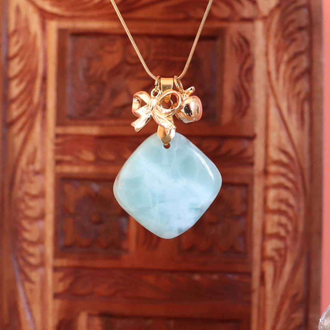 Collier en acier et larimar - Petite Rainette