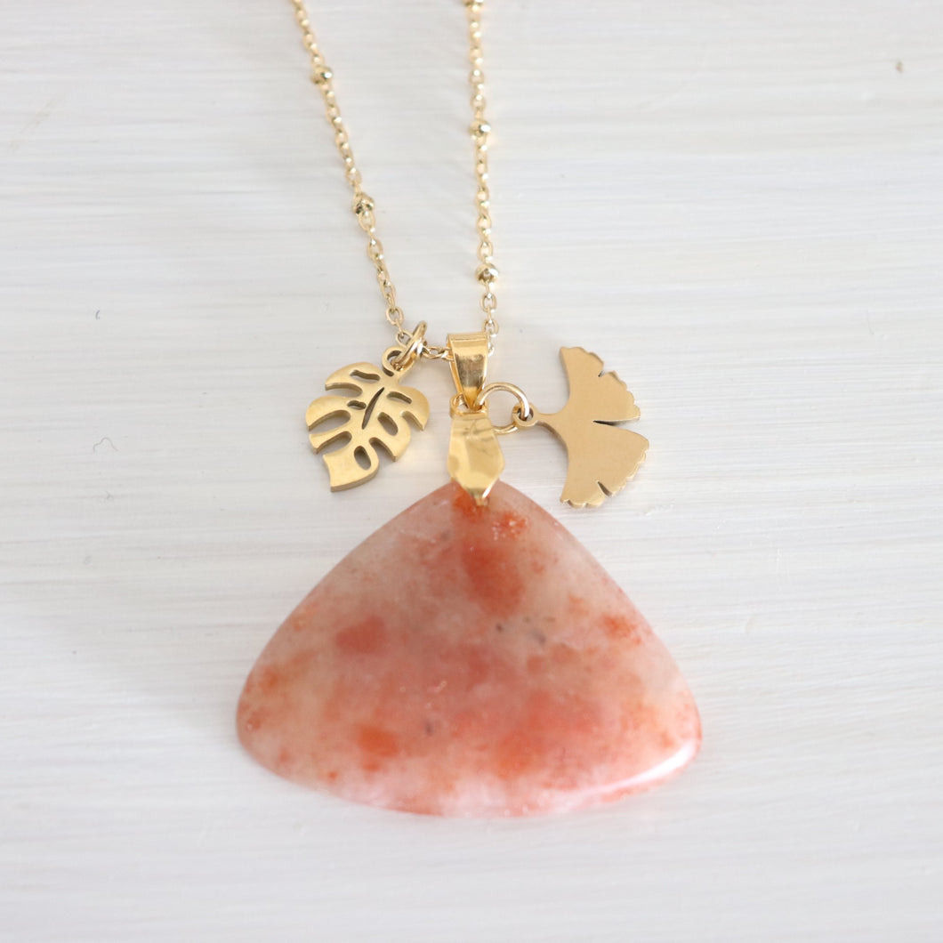 Collier en acier et pierre du soleil - Petite Rainette