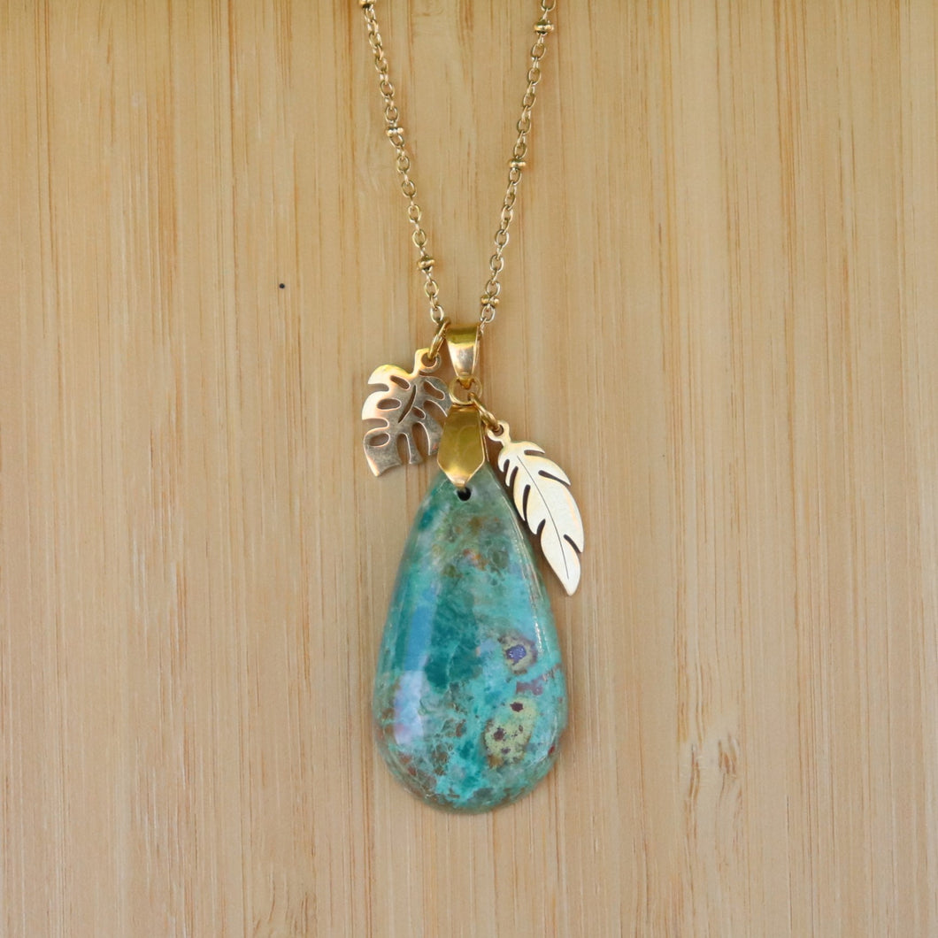 Collier en acier et chrysocolle - Petite Rainette