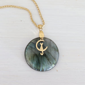 Collier en acier et labradorite