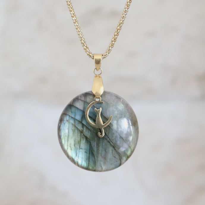 Collier en acier et labradorite