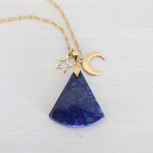 Charger l&#39;image dans la galerie, Collier étoile en acier inoxydable doré et lapis lazuli - Petite Rainette