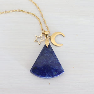 Collier étoile en acier inoxydable doré et lapis lazuli - Petite Rainette