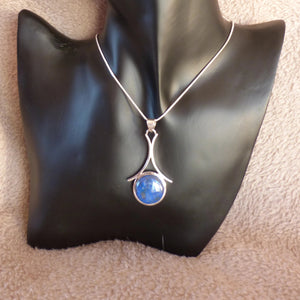 Pendentif argent 925 et lapis-lazuli - Bijoux Cailloux Bambou