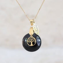 Charger l&#39;image dans la galerie, Collier arbre de vie en onyx noir et acier - Petite Rainette