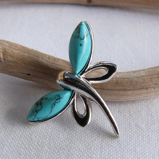 Pendentif  libellule en argent et turquoise -Petite Rainette