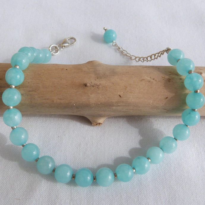 Bracelet en argent et amazonite - Bijoux Cailloux Bambou