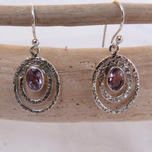 Charger l&#39;image dans la galerie, Boucles d&#39;oreilles en argent et améthyste véritable - Bijoux Cailloux Bambou