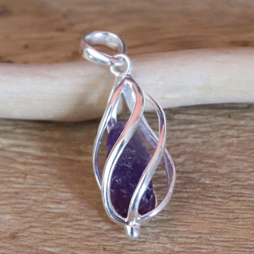 Pendentif en argent et améthyste - brute