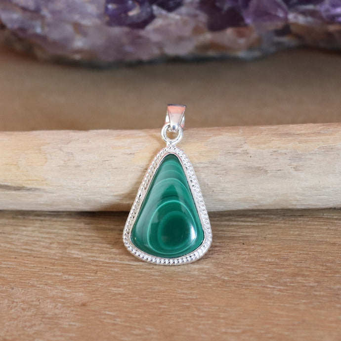 Pendentif en argent et malachite - Petite Rainette