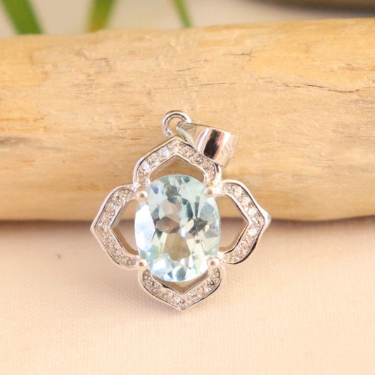 Pendentif en argent et topaze bleue - Petite Rainette