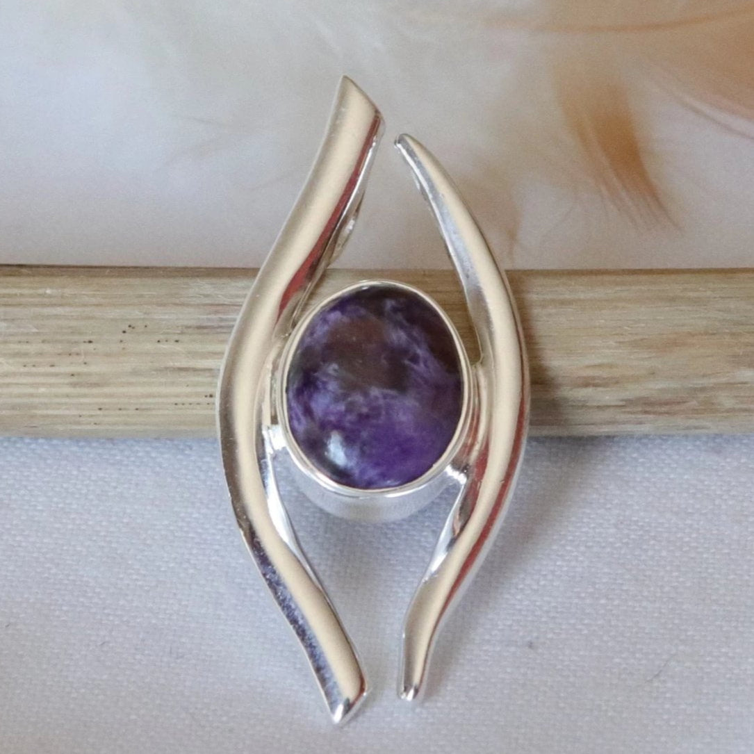Pendentif en argent et charoïte - Petite Rainette
