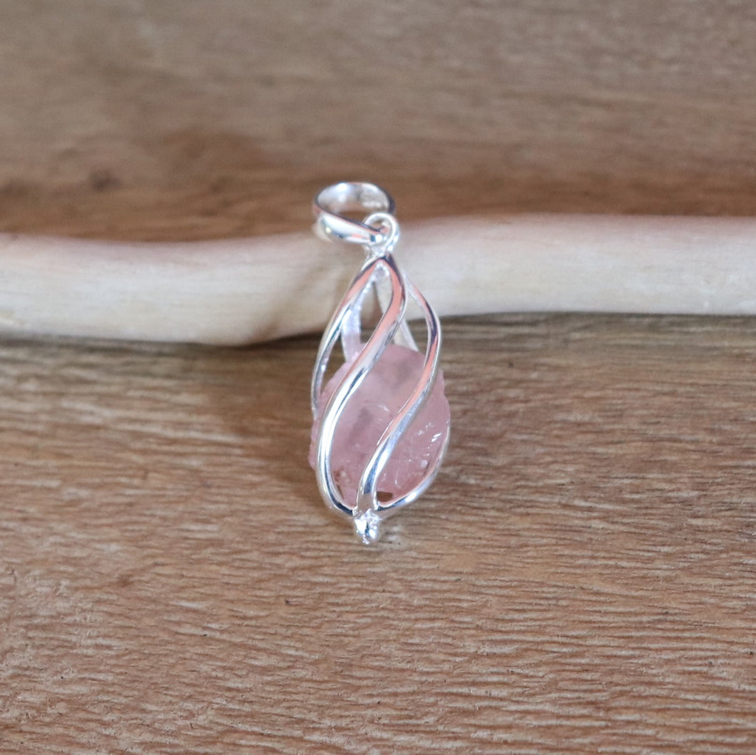 Promotion - Pendentif en argent et quartz rose