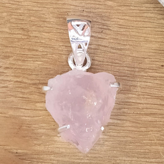 Pendentif en argent et quartz rose brut - Petite Rainette