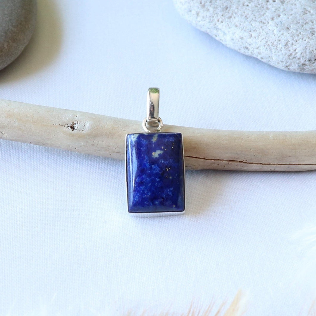 Pendentif en argent et lapis-lazuli - Bijoux Cailloux Bambou