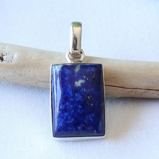 Pendentif rectangulaire en argent et lapis-lazuli - Petite Rainette