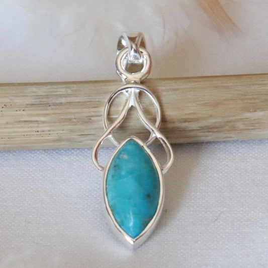 Pendentif en argent et turquoise véritable - Petite Rainette