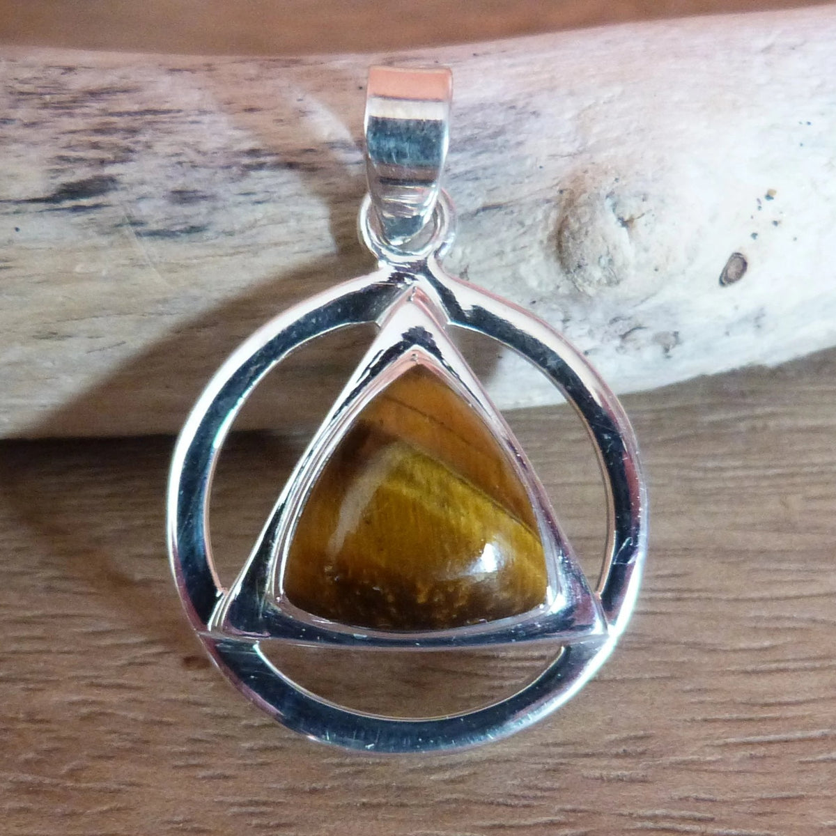 Pendentif argent et oeil de tigre - Petite Rainette