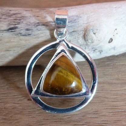 Pendentif argent et oeil de tigre - Petite Rainette