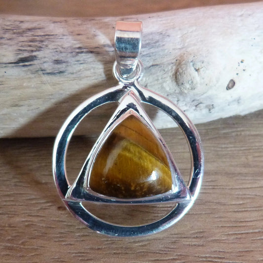Pendentif argent et oeil de tigre - Petite Rainette