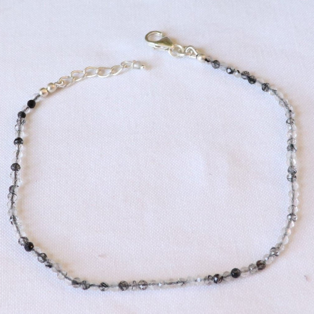 Bracelet fin en argent et quartz tourmaliné - Petite Rainette