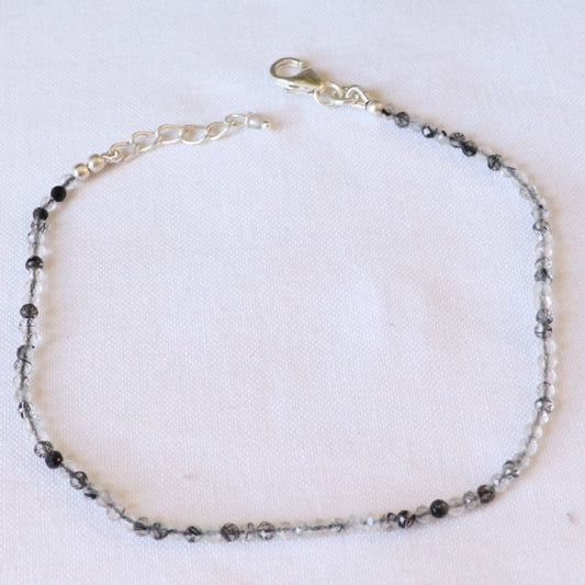 Bracelet fin en argent et quartz tourmaliné - Petite Rainette