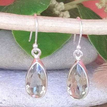 Boucles d'oreilles en argent et améthyste verte - Petite Rainette