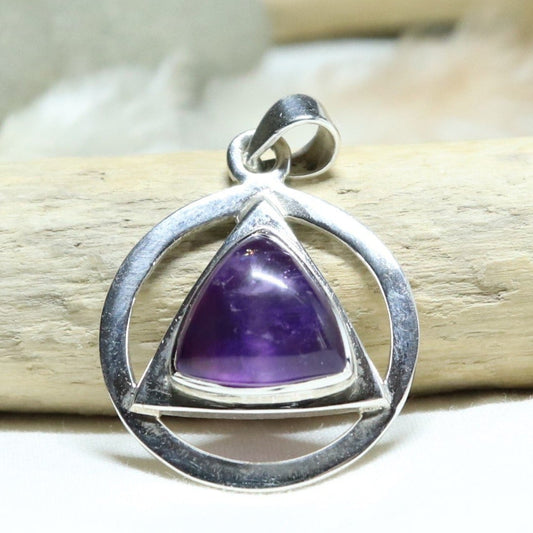 Pendentif en argent et améthyste triangulaire - Petite Rainette